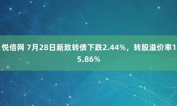 悦倍网 7月28日新致转债下跌2.44%，转股溢价率15.86%