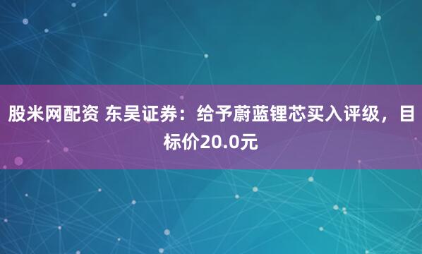 股米网配资 东吴证券：给予蔚蓝锂芯买入评级，目标价20.0元